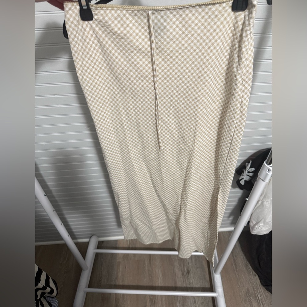 Wild Fable Beige Gingham Maxi Skirt